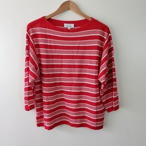& Other Stories Red Striped 3/4 Sleeve Sweater